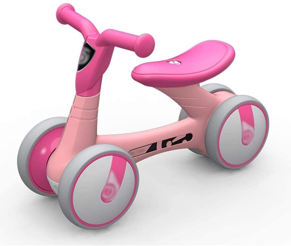 XBSLJKids' Bikes, Baby Balance Bikes No Pedal 4 Wheels Toddler First Birthday New Year Gift 10 Month -24 Months Toys-Pink