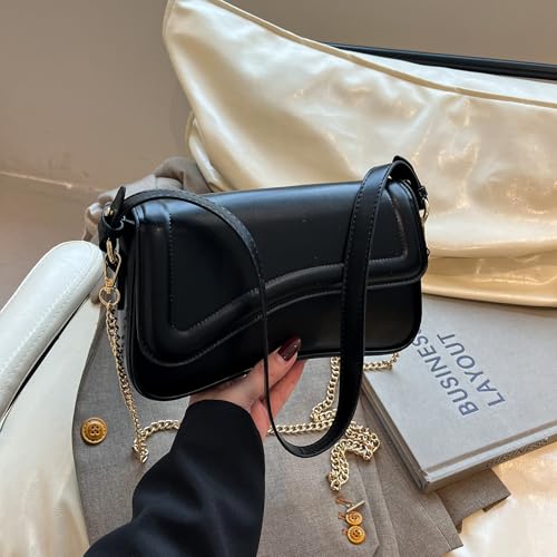Image of Shoulder Bag for women Y2K Crossbody Vegan Leather Purse Straps Retro Clutch Hobo Hadbags with 2 Removable