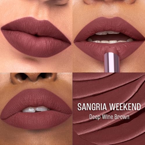 Image of Lakme 9to5 Lip Tattoo Matte Slim Stick, Sangria Weekend, 2g, for Intense Color and Full Coverage, with Bakuchiol and Vitamin E, Smudgeproof and Waterproof, Long-Lasting Lipstick for Women