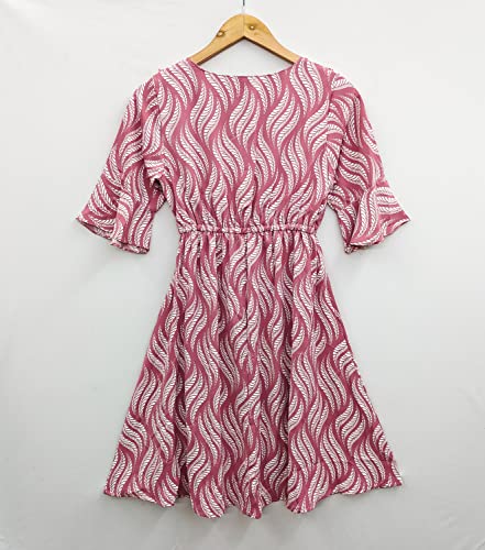 Image of Leriya Fashion Dresses for Women || Crepe Abstract Printed Dresses for Girls || Ruffled Sleeve Knee-Length mini Dress || Perfect for Outing || Travel || Casual Wear Flared one piece Dress for Women