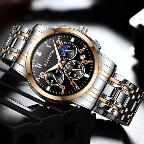Image of KITCONE Multicolour Dial Analogue Men's Wrist Watch with Date Calendar, Metal Case and Strap -FBBH1