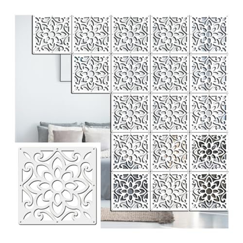 Biombo Colgante, Tablero divisorio Interior de Madera y plástico, Panel Decorativo de Pared con diseño Calado para Dormitorio y Cocina, 29,5 x 29,5 cm (Color: A, tamaño: