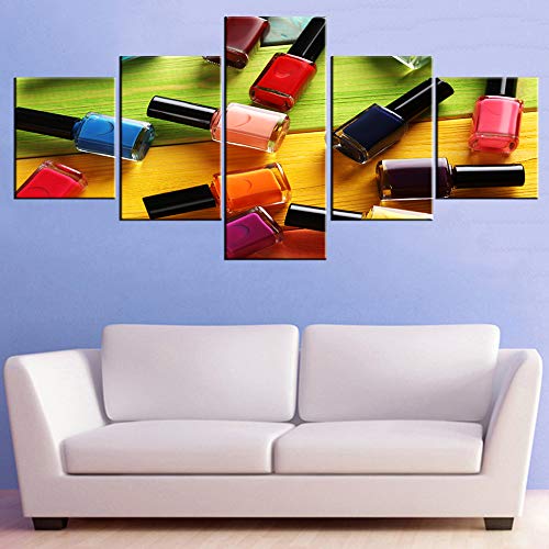 Exclusive Discount 60% Price Salon Artwork for Girl House Decorations Living Room Bottles of Nail Polish Paintings Beauty Salon Pictures Multi Panel Prints Canvas Wall Art Framed Ready to Hang Posters and Prints(50''Wx24''H)