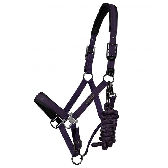 PremierEquine Duco - Collar acolchado para la cabeza con cuerda de plomo, color uva