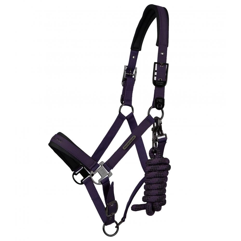 PremierEquine Duco Padded Head Collar with Lead Rope - Grape Cob