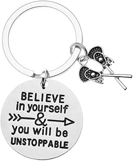 Lacrosse Charm Keychain, Inspirational Believe in Yourself and You Will Be Unstoppable Jewelry, Lacrosse Gifts for Boys and Girls