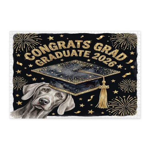 Rompecabezas de 1000 piezas de perro Weimaraner, juego de madera decorativo de graduación 2026