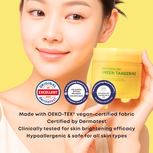 Image of Green Tangerine Radiant Tone Up Pads - Korean Toner Pads with Niacinamide, Centella Asiatica & Vitamin C, Dark Spot Corrector, Tone-Up & Hydrating Face Toner 50 Pad