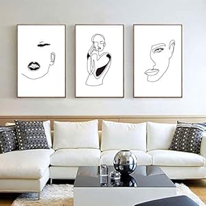Canvas Afdrukken Abstract Zwart Wit Minimalistische Curve Gezicht Schilderijen Nordic Muur Art Foto’s Woonkamer…