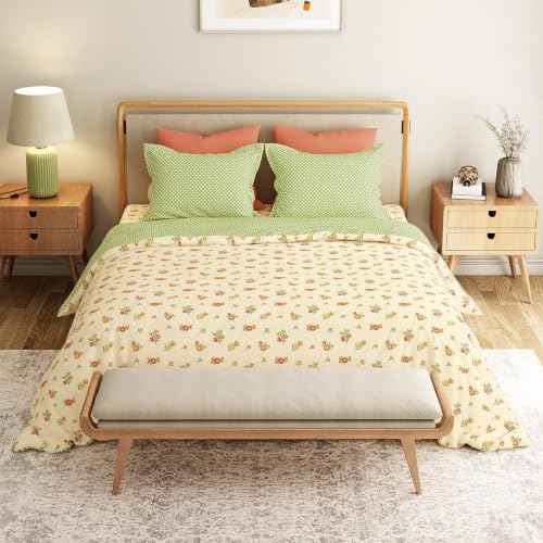 Image of Mytrident Bedsheet for Double Bed King Size |108 inch x 108 inch | Little Bloom Yellow