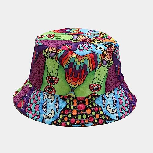 Image of Quanhaigou Bucket Hat for Men Women,Packable Reversible Printed Sun Hats,Fisherman Outdoor Summer Travel Hiking Beach Caps