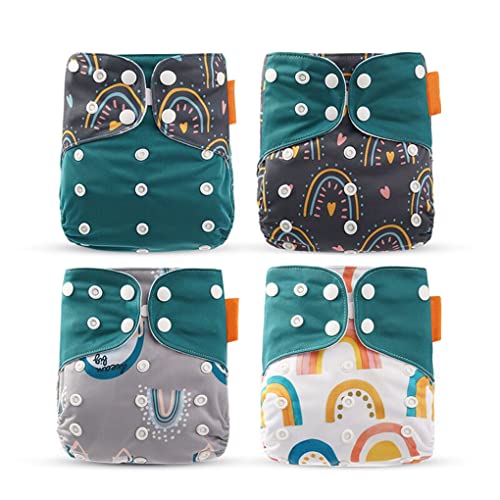 Paquete de 4 Pañales de entrenamiento para bebés Pañales a prueba de agua a prueba de agua Nappies ajustables Reutilizable Elástico suave impresión Nappy, Tipo 7