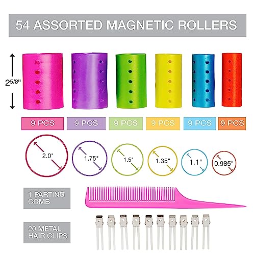 Conair Magnetic Hair Rollers, Curlers In Assorted Sizes And Colors, Rollers Curler Set With Comb Clips Included, 75-Piece #TOP5