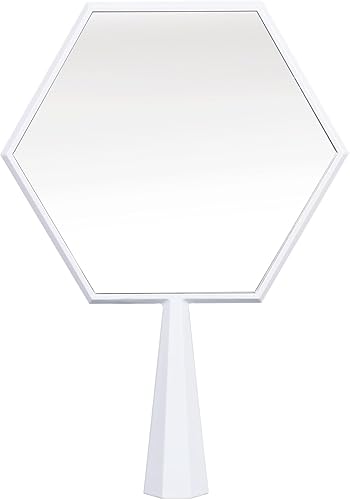 Espejo de mano con asa, espejo de mano grande y lindo para salón de afeitado, espejo de maquillaje de mano sin marco, espejo de tocador portátil de