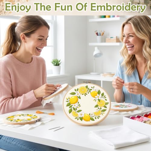 Image of Nuberlic Embroidery Kit for Beginners Adults with Lemon Pattern