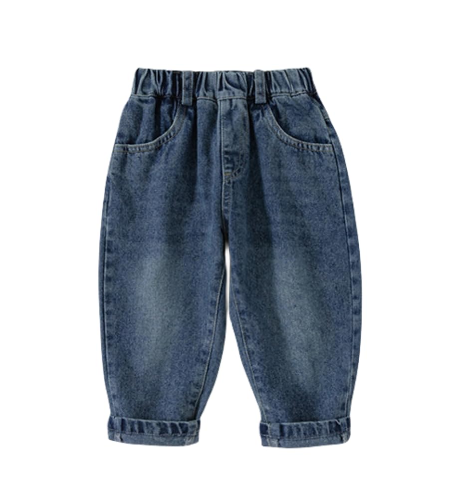 Rngeddg Toddler Boys Girls Casual Cotton Denim Solid Pockets Pants Fall Winter Athletic Jogger Jeans Sweatpants Overalls (Blue,80/12-18 M,Unisex,Big Kid,US,Age,12 Months,18 Months)