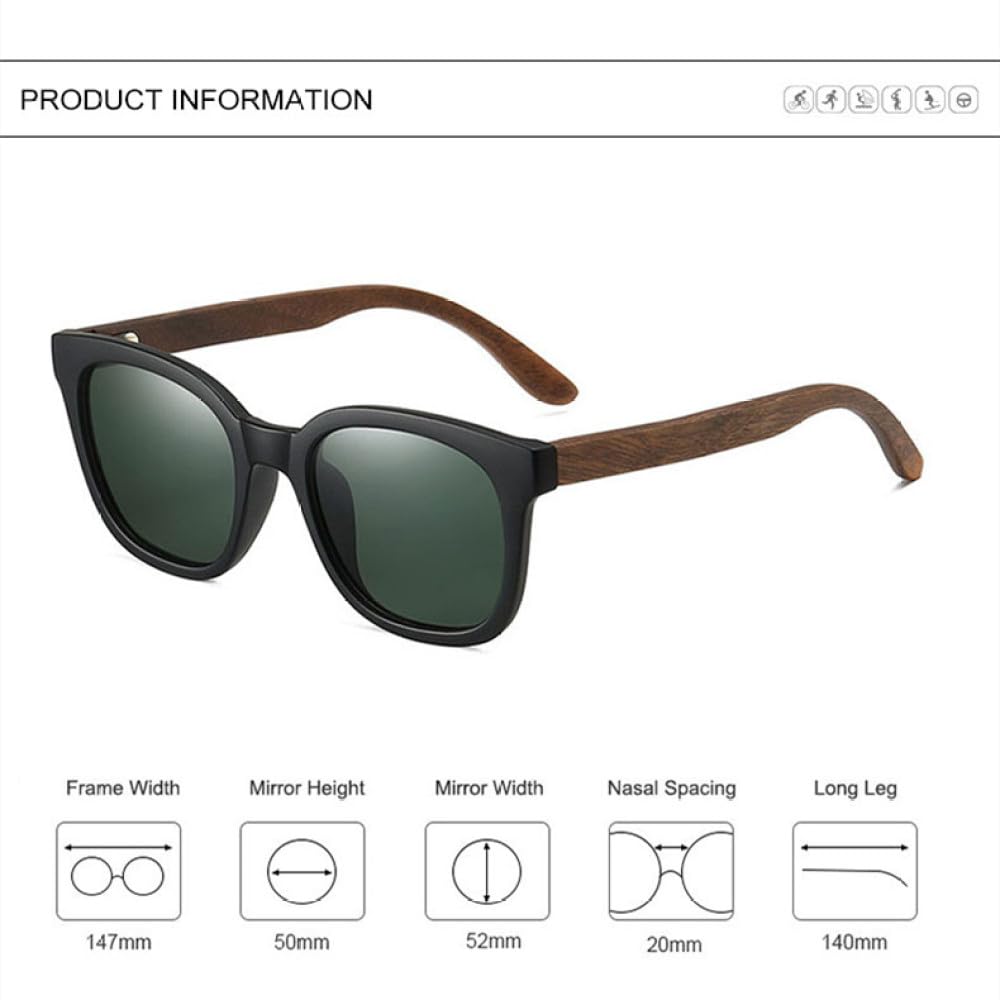 MUTYNE Occhiali da sole polarizzati vintage per donna Uomo Occhiali da sole con montatura in legno di bambù nero Occhiali da sole di lusso UV400