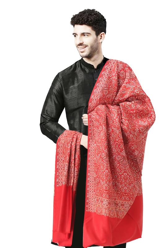 MANRA Men's Kashmiri Wool Heavy Jaal Design Warm and Soft Shawl [SIZE:40X80 Inches]-picture-55