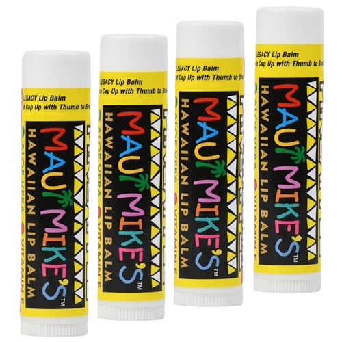 Image of MAUI MIKE'S Lip Balm in Pineapple (4 pack). Vitamin E, Aloe Vera and Beeswax. Best Lip Balm for Chapped Lips. Best Tasting and Moisturizing. Take your Lips on a Hawaiian Vacation.