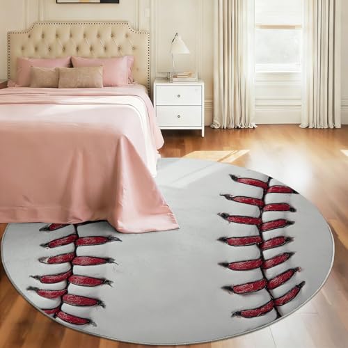 Alfombra circular para dormitorio juvenil de aficionado a los deportes con base segura 6