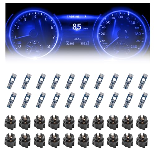 20PCS Car LED Dash Lights - Super Bright Instrument Cluster Light Bulbs with T5 37 74 LED Bulbs & Twist Lock Socket - Universal 12V L-ED Lights for Car Interior Accessories (Blue)