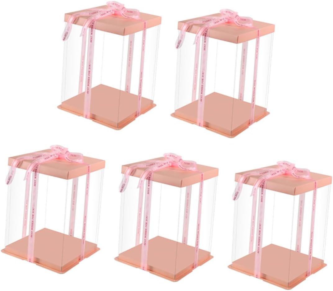 5pcs Transparent Cake Carrier Box Storage Container for Cake Pastry Dessert Reusable Easy to Clean for Birthdays Holidays Special Occasions