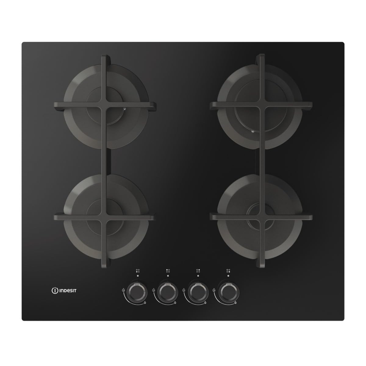 ING61T/BK1 - Piano cottura 4 fuochi gas, 60x51 cm, vetro, nero