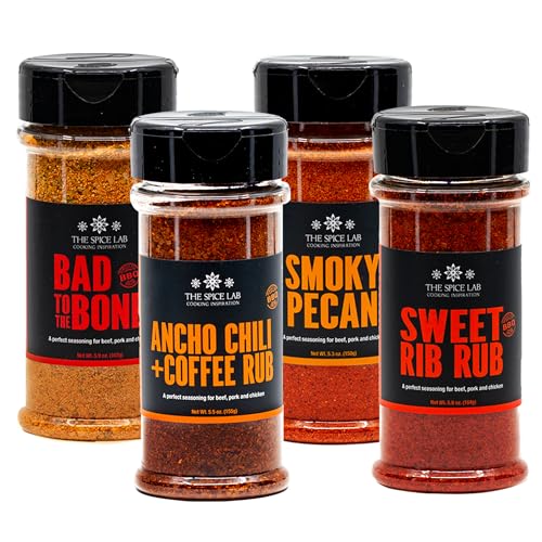 Image of 4 Shaker Jars Grilling Gift Set of BBQ Premium Grill Seasonings - Ultimate BBQ Accessories Set, a Must for every grill - Our Gourmet Grilling set of BBQ Seasonings for Pork, Beef, Chicken, and Vegetables. Good for all Around Cooking & Air Fryers - Great Gift for Men or a Gift for Dad. By The Spice Lab