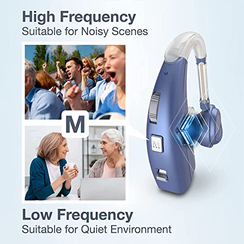 Image of Fastwell Hearing Aids, Rechargeable Hearing Amplifier with Noise Cancelling for Adults Hearing Loss, Digital Ear Hearing Assist Devices Volume Control Flesh(Blue)
