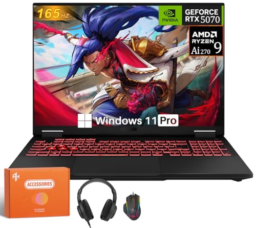 Image of ASUS TUF Gaming A16 Gaming Laptop, Geforce RTX 5070, AMD Ryzen Ai 9 270 (Up to 5.2GHz), 16" FHD+ 165Hz 300 nits Display, 32 GB DDR5, 1 TB SSD, WiFi 6E, Efficient Cooling, Windows 11 Pro, Accessories