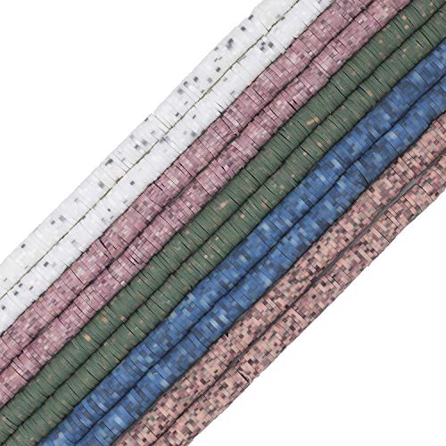 COIRIS 3400 Pcs Vinyl Heishi Beads Environmental Handmade Polymer Clay Spacer 6mm Disk Flat Beads for Surfer Chocker Necklace Bracelet Earrings Jewelry Making(RT-5 MIXH-7)