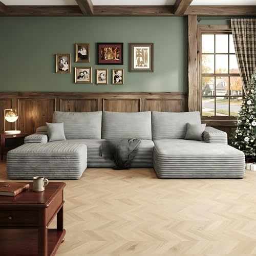Image of 107 inch Cloud Sectional Sofa Boneless Couches with Chase