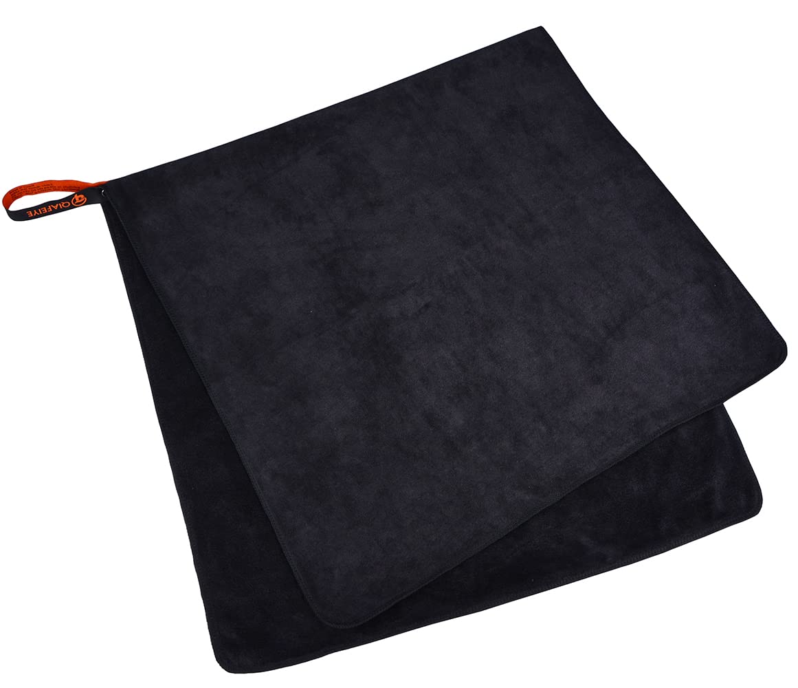 Qiafeiye Asciugamani da fitness, per uomini e donne, per sport, fitness, allenamento, asciugatura rapida, per campeggio, viaggi, escursioni, 50 cm x 100 cm, confezione da 2 (Grigio + Nero)