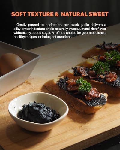 Image of Homtiem Black Garlic, Whole & Peeled, Fermented for 90 Days, Ready to Eat, Non-GMO, No Additives (5.25 Ounce (Pack of 2), Puree)