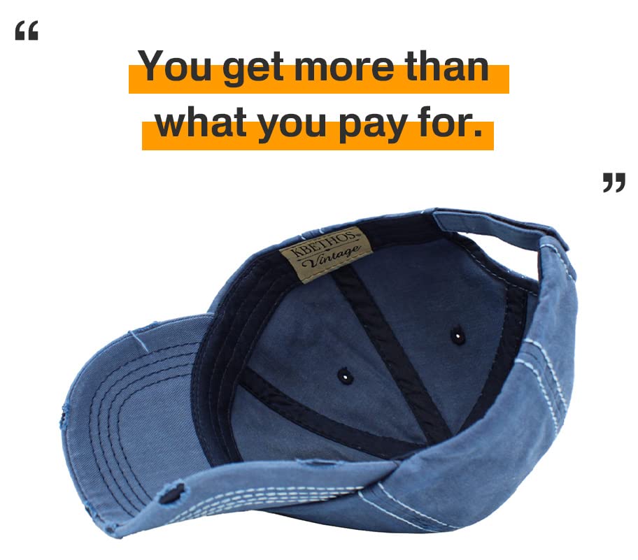 Image of KBETHOS Vintage Washed Distressed Cotton Dad Hat Baseball Cap Adjustable Polo Trucker Unisex Style Headwear