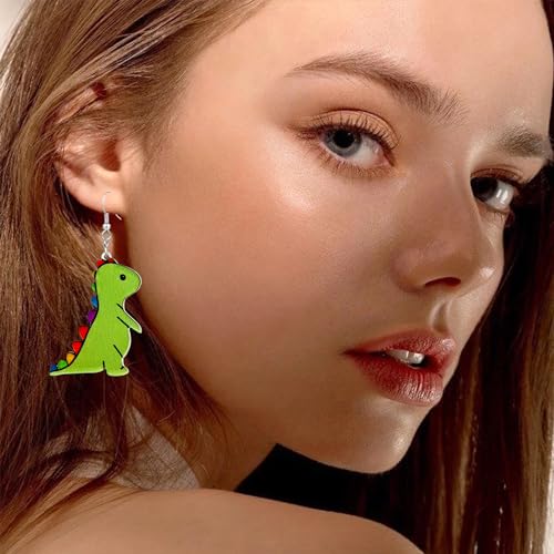 QUPENGXU Fun Acrylic Dinosaur Drop Earrings For Women Fashion Colorful Animal Dangle Earrings for Women3
