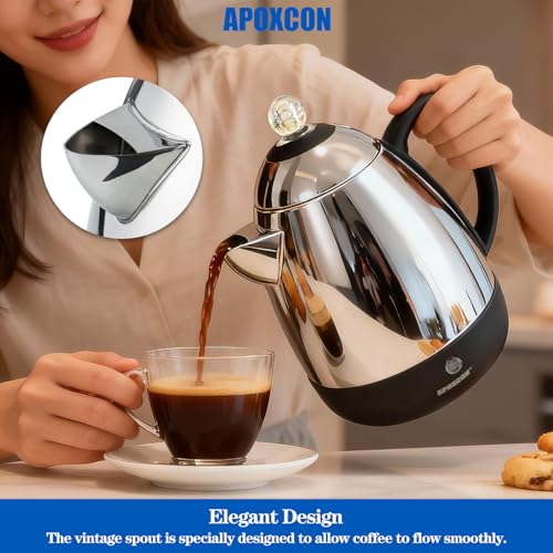 Image of APOXCON Electric Coffee Percolator with Clean Brush Stainless Steel -10 Cup