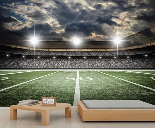 Dramatische Fußballstadionwandmalerei - Sportplatzbeleuchtung & Himmel-Wandbild für den Akzentwand im Wohnzimmer 150x105cm (Nicht selbstklebend)