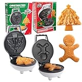 Gingerbread Man & Christmas Tree Mini Waffle Maker 2 Pack- Holiday Cheer for Breakfast with Cute 4 Inch Waffler Iron, Stocking Stuffer Must Have, Decorate & Frost for Festive Pancake Fun- Kids Gift