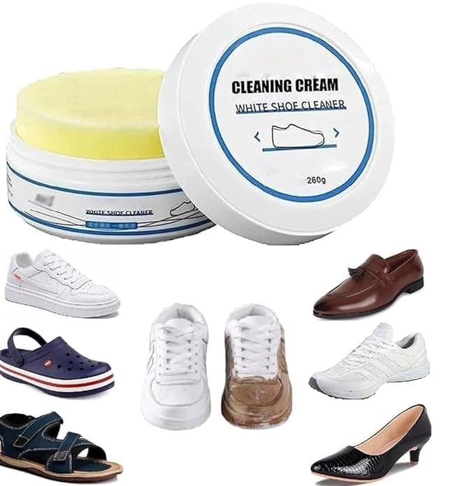 ALLCOVE White Shoe Cleaning Cream, Shoe Cleaning Kit Shoe Cream with Sponge, Shoes Whitening Cleansing, Sneaker Cleaner, Stain Remover Cream for Shoe, for Sports Shoes, Leather Shoes (260gm) (B0CDMTXTSW) Amazon Price History, Amazon Price Tracker
