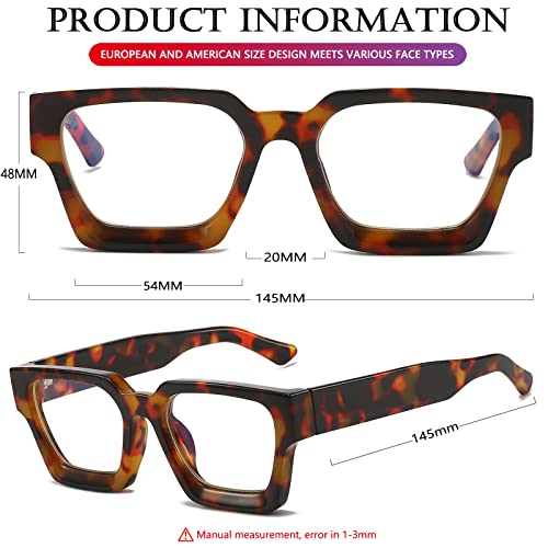 Image of AIEYEZO Square Thick Frame Glasses for Women Men Fashion Blue Light Glasses Trendy Chic Computer Eyeglasses