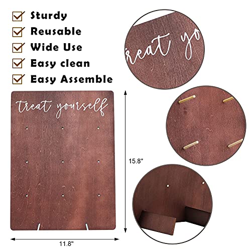 Rmeosye Donut Wall Display Stand Reusable Donut Holder Board Rustic Wood Doughnut Food Buffet Display For Wedding, Baby Shower, Bridal Shower, Birthday Party Treat Yourself Fits 9 Donuts (Brown) #TOP4