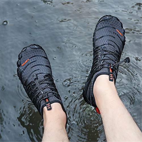 Image of UBFEN Water Shoes for Men Women Quick Dry Swim Aqua Socks | Lightweight Barefoot-style Fit, Rubber Sole, Hiking, Fishing, Kayaking, Beach, Pool, Boating, Diving And Water-to-land Wear