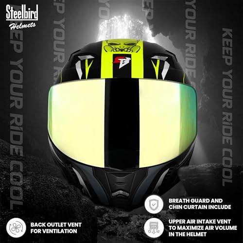Image of Steelbird SBA-20 Strange ISI Certified Flip-Up Graphic Helmet for Men with Inner Silver Sunshield