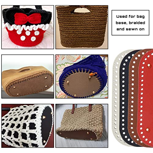 Create idea 4PCS Crochet Bag Bottom PU Leather Oval Shape Handbag Base Shaper Pad Bag Cushion for Handmade DIY Bag Accessories 4 Colours 22x10 cm - Image 3