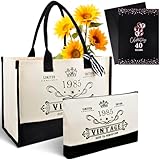 40. Geburtstag Geschenke für Frau - 40er Geburtstagsgeschenk Mit Schöne 1985 Handtasche & Kosmetiktasche & Geburtstagskarte, Lustige Geschenkideen Personalisierte Vintage Tasche für Freundin Mädchen