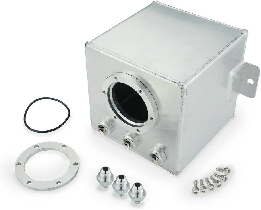 Heinmo 2L Car Fuel Swirl Surge Pot Tank Alloy Surge Tank Universal for 044 Fuel Pump Polished Billet Aluminium