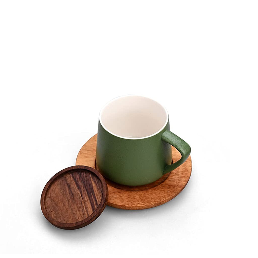 Wasserbecher, Keramik-Kaffeetasse, einfache verdickte Keramik, kreative Tasse mit Deckel, Büro-Teetasse, Wasserbecher, 400 ml, isolierter Becher (C)