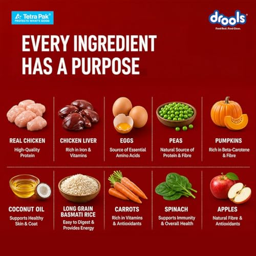 Image of Drools Tetra Pack Dog Food Real Chicken & Pumpkin, for Adult & Puppy, 150g | Enhances Palatability and Support Joint Health | Retains Freshness & Flavours | Support Gut Health | Better Bioavailability