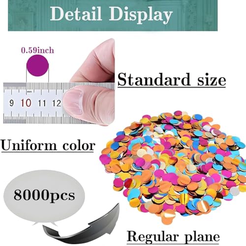 Image of Multicolor Metallic Foil Confetti(0.59 inch) Round Dots Glitter Rainbow Table Confetti for Party Wedding Decorations,2.11 OZ per pack